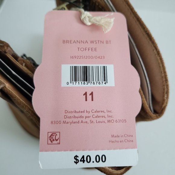 Sam & Libby Womens Shoes Size 11 Breanna Western Boot Cowboy Toffee Side Zip NWT - Picture 6 of 15